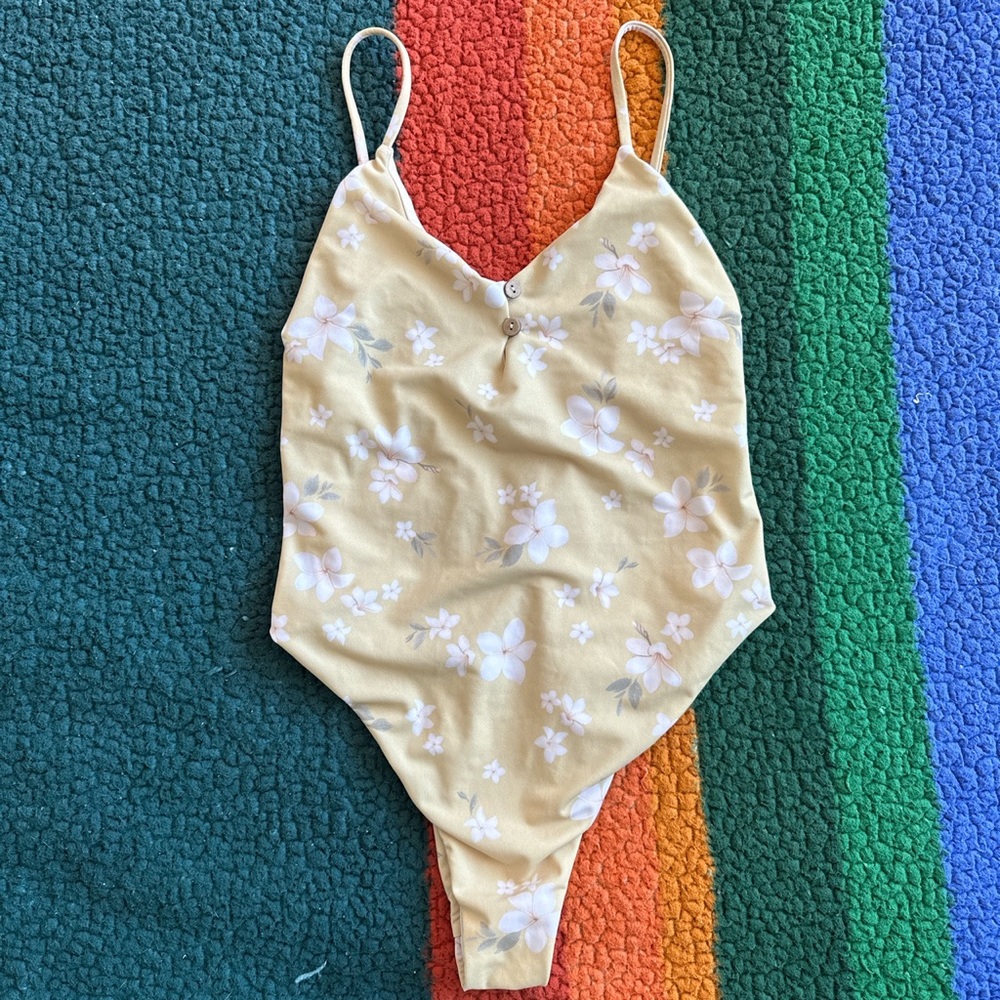 Vintage yellow one piece swimsuit